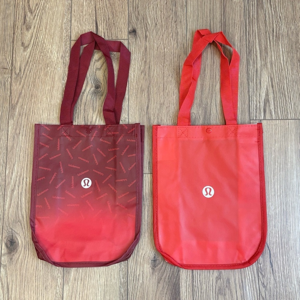 Lululemon Small Reusable Tote Bags In Red Set of 2
